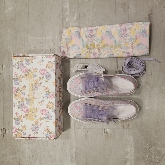 💕LOVESHACKFANCY x SUPERGA💕 Classic Sneaker ~ Lavender Blooms Floral US 7.5 NWT - Picture 9 of 16